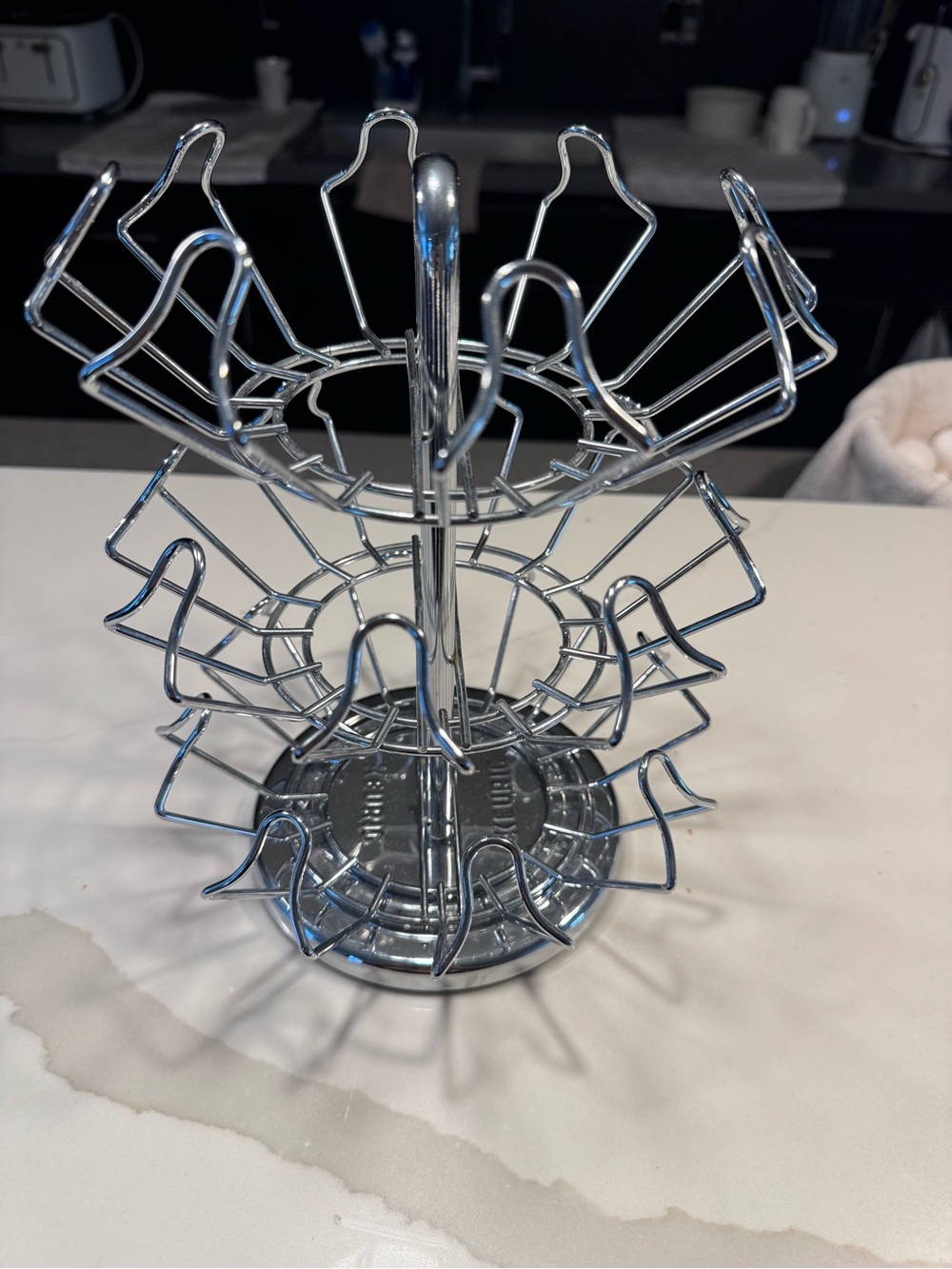 Chrome Coffee Pod Carousel Holder - 3-Tier Rotating